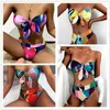 Taille haute Bikini nouveau imprimé volants maillot de bain femme maillots de bain en dentelle femmes ensemble d'été maillot de bain Swimming4cz6