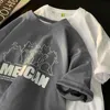 Camisetas de hombre Moda americana de algodón de manga corta para hombres y mujeres estilo de puerto de verano camiseta suelta diseño senior simple pareja top y2k 230410