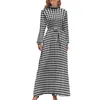 Casual Dresses Teal Gingham Dress Long-Sleeve Retro Plaid Kawaii Maxi High midja Stylish Custom Beach Long Birthday Present