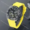 Armbanduhren 2023 Chronograph Quarz Herrenuhr Schwarzes Zifferblatt Gelbes Kautschukarmband Relogios Masculino