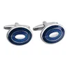 Manschettlänkar Savoyshi Classic Bussiness Manschettknappar för herrskjorta av hög kvalitet Oval Blue Emamel Cuff Button Special Gift Free Engraving Name 231109