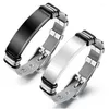 Link Armbänder Männer Armband Benutzerdefinierte Typenschild Edelstahl Mode Charme Schwarz Hip Hop Rock Schmuck Großhandel