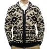 Mäns jackor Mens Autumn and Winter Jacquard dragkedja Cardigan tröja stickad kappa geometriska mönster ytterkläder toppar