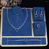 Necklace Earrings Set ZY UNIQUE Shiny Square Cut Cubic Zirconia Simplicity 4-piece Jewelry For Women Bridal Wedding Party ZY054