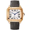 Montres designer Vintage Square Luxury Mens Mécanique Mélange de bracelet Chaîne en acier Strap de cuir quotidien