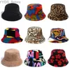 Wide Brim Hats Bucket Hats Winter Bucket Hat Women's Fashion Leopard Panama Warm Hats Female Vintage Faux Fur Fisherman Cap Hats For Women Dropshipping YQ231110