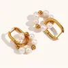 Hoop Earrings Minar Dainty Natural Freshwater Pearl For Women Female 14K Real Gold Plated Copper Beads Strand Earring