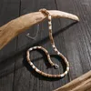 Halsband Vintage Ethno-Stil Böhmischer Sommerschmuck Braun Weiß Kokosnussschale Naturholzperlen Halskette Herren