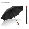 Paraplyer med fast trä långt handtag paraply stor dubbel golffri återförsäkring