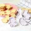 Baking Moulds 4pcs/set Monkey Car Flower Plastic Biscuit Mold DIY Kitchen Cake Decorating Tool Cookie Cutter Stamp Fondant Embosser