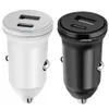 MINI High Speed ​​2.4A 12W Dual Ports USB C Car Charger Auto Power Type C Power Adapters för iPhone 11 12 13 14 15 Pro Max Samsung Xiaomi Android Phone GPS PC med låda
