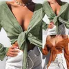 Blusas femininas Sexy Deep V pescoço protetor solar camisa transparente Mulheres de manga larga Bordando bordado de bordado Top Ladies vintage