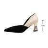 Dress Shoes Sexy Women Pumps beige Black Rome High Heel Ladies Fashion Flock Pointed Toe Wedding Party Heels Woman Formal 41 42 231110