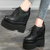 Chaussures de robe Chunky Plate-forme Creepers Femmes Lacets Véritable Cuir Véritable Talons Hauts Pompes Femme Bout Rond Mode Baskets Casual