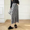 Rijren elastische taille een lijn grijs fluweel pailletten rok vrouwen vintage wrap hip hip midi jupe faldas largas long zwarte veer wild