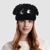 Bérets drôle dessin animé tricot chapeau pour femmes chaud en peluche avec de grands yeux mignons et de longues oreilles confortable doux oreillette Mad Men polaire