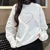 Designer Fleece Hoodies without Hats Fashion Women's Sweatshirts with Round Neck Hearted Pattern Plush Sweater for Winter Autumn Black White Christmas Gifts 25465
