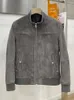 Men's Jackets Elephant Grey Suede Imported Leather Jacket Short Motorcycle Hunting Stand Collar Tide