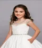 Vestidos da menina vestido de flor clássico branco fofo tule renda casamento princesa criança bola vestidos de baile primeira comunhão festa de aniversário wear