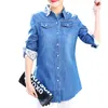 Blusas de mujer Camisas Tops y blusas de mujer Camisas de mezclilla Tops de mujer Otoño Manga larga Jeans azules Tallas grandes S ~ 3XL Chemistry Bluesas Impreso Good 230410