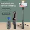 Selfie-monopods SH 100 cm wit/zwart verstelbare selfiestick met draadloos Bluetooth-compatibel en flitser voor smartphone live foto Q231110