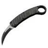 1PCS New Auto Tactical Karambit Claw Knife 440CブラックツートーンブレードZn-Al Alloy/炭素繊維ハンドルナイロンシース付き屋外サバイバルナイフ