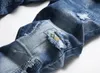 Herren Jeans Herren Tear Patch Jeans Neue hochwertige gerade dünne Denimhosen Marke Elastic Casual Jeans Blau Retro Plus Größe 29-42 231109