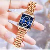 Wristwatches High End Fashion Square Women's Rose Gold Diamond Inlaid Watch With Two And A Half Movement Twist Watches For Women