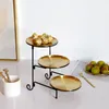 Pratos 3 camadas servindo bandeja frutas aperitivo bandeja reutilizável metal rack destacável