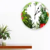 Zegary ścienne tropikalne liście rośliny dżungli kwiat zielony biały zegar mody salon zegarek nowoczesna dekoracja domu okrągła