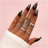 Band Rings 10 Sets/Lot Vintage Sets For Women Jewelry Accessories Heart Flowers Stars Finger Ring Female Gifts Drop Delivery Dhgarden Dhlga