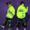 Stage Wear 2023Hip-Hop Dance Costume For Boys Green Jacket Hiphop Pants Jazz Street Performance Costumes Outfits DQS6284