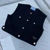 Kadın T-Shirt Tasarımcı Retro Kadın Kot T Siyah Düğme Ceket Yaz Kolsuz Ceket Kadın Marka ZM7K Tops