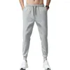 Men's Pants Chic Men Ninth Thin Straight Pattern Multi Pockets Sweatpants Soft Fabric For School