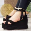 Dress Shoes Women Sandals Summer Peep Toe Comfortable Outdoor Beach Wedge Strappy Zapatos De Mujer