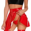 Skirts Sexy Ultrashort Pleated For Women Oil Shiny PU Faux Leather Streetwear Costume Micro Mini Dance Ball Outfits