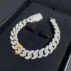 Colliers 12mm rangée 925 argent massif glacé Hip Hop bijoux de feu Moissanite meilleure qualité Bracelet de chaîne à maillons cubains