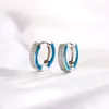 Nouveau Sterling Sier glacé Double rangée CZ cerceau forme ronde repousser lumineux boucle d'oreille bijoux fins boucles d'oreilles