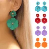 Fashion Vintage Flower Dangle Earrings Women's Floral Pendant Earring Colorful Drops Earrings Female Jewelry Accessories