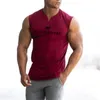 Débardeurs pour hommes Muscleguys marque vêtements de sport col en V Compression chemise sans manches Fitness hommes débardeur coton musculation débardeur gilet d'entraînement 230410