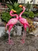 Gartendekorationen, Paar große rosa Flamingo-Skulpturen, Hofstatuen, Outdoor-Balkon-Veranda-Dekoration, Metall