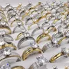 Pierścienie opaski 50pcs / pakiet Rose Gold Sier Crystal Stone Pierścień zaręczynowy Moda Cubic Zirconia Women Biżuteria Dostawa Dhgarden DH5MF