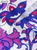 Spódnice Zevity Vintage Purple Purple Paisley Flower Print Knot Sarong Midi Squirt Faldas Print Fashion Fashion Fashion Fashion Fashion