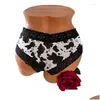 Women'S Panties Womens Women Sexy Cow Lace Splicing Low-Waist Underwear Thong Female G String Breathable Lingerie Temptation Embroid Dhinq