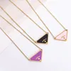 Gold Necklaces Black White Pink Triangle Letter Pendant Necklace Luxury Brand Designer Jewelry Titanium Steel Pendants Chain Men Women Unisex Gift