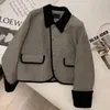 Mulheres misturas de lã outono e inverno pelúcia engrossado terno casaco curto moda solta versátil cinza splice casual feminino blazers 231110