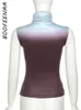 Женская футболка Boofeenaa Gradient Purple Print Tops Tops Streetwear Y2K Сексуальная рукавов Top Summer Olde 2023 C87A2 230410