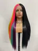 Lace Wigs Wig Women's Colorful Long Straight Hair Elastic Mh Wig Set