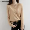 Kvinnors stickor Tees Women's Sweater Cashmere Cardigans V-Neck Single Breasted Short Slim Lady Brown Knitwear Tops Solid Korean Femme Cardigan 231109