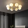 Lampadari Lampadario in vetro rame 8/12 sfere Lampada a sospensione moderna in oro per la decorazione della sala da pranzo